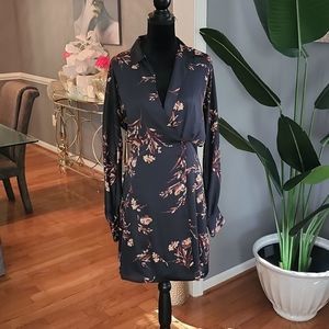 Equipment black floral dress sz m
